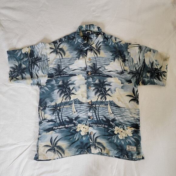 Tommy Bahama Tropical Print Paradise Nation Hawaiian Button Up Shirt Large‎ VTG - Picture 1 of 14
